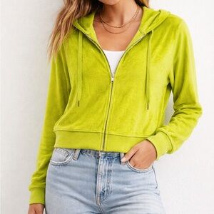 Aerie Lime Green Zip up women’s Hoodie sweater sweatshirt size large!